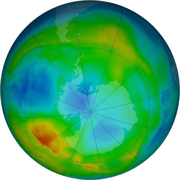 Antarctic ozone map for 05 June 2015